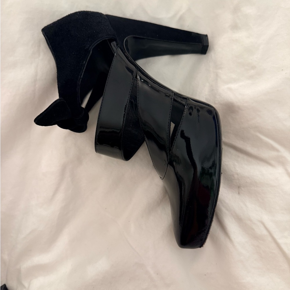 Balenciaga Ghesquiere Era Black Patent & Suede Platform Wrap Heels Rare - Picture 4 of 15